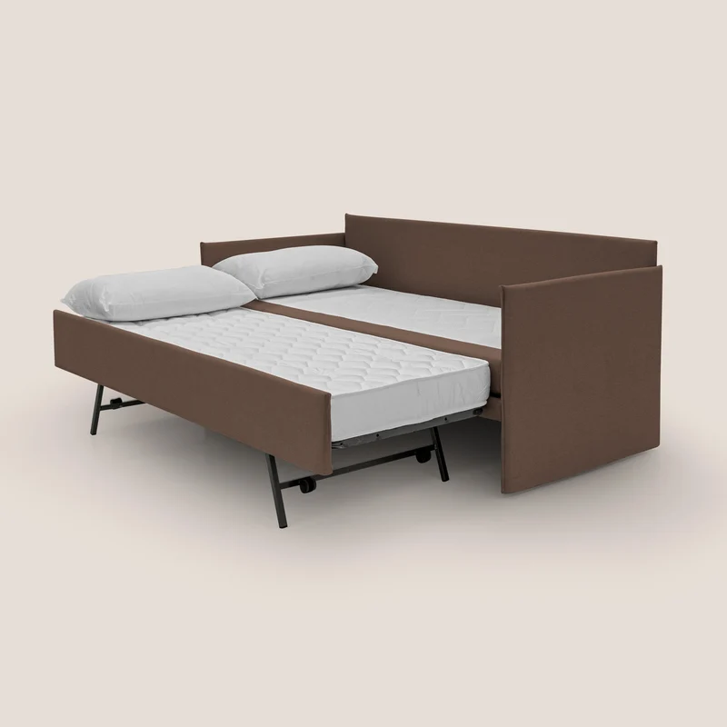 Brenta Canapé duplex avec lits jumeaux et tissu effet coton imperméable T13 marron