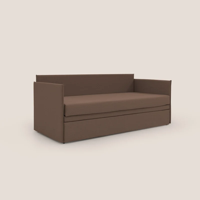 Brenta Canapé duplex avec lits jumeaux et tissu effet coton imperméable T13 marron