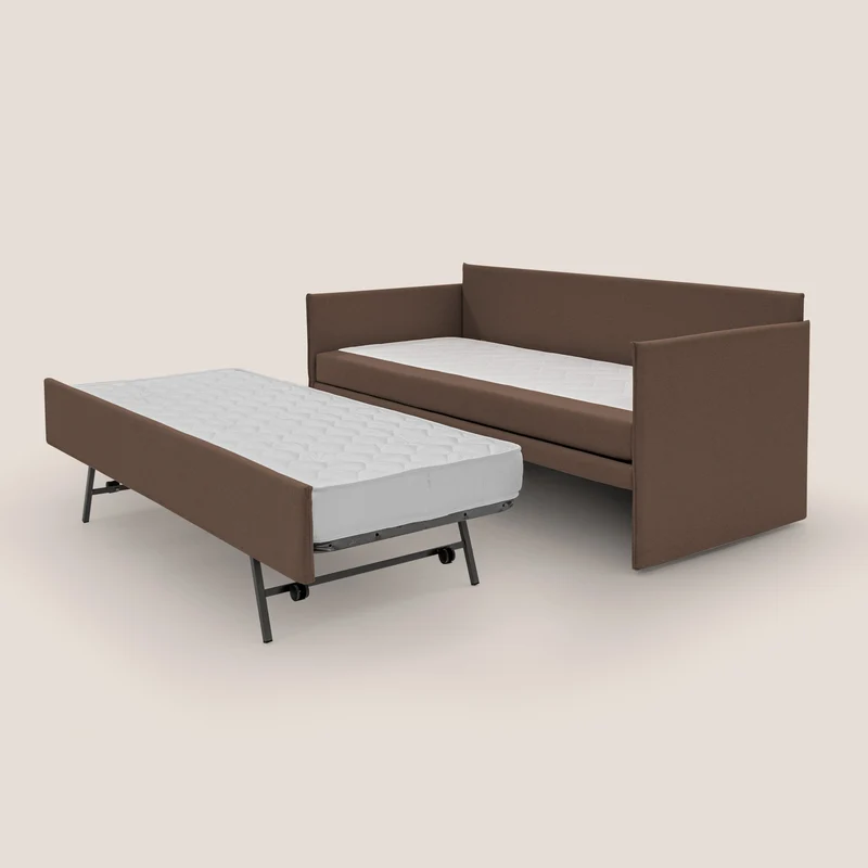 Brenta Canapé duplex avec lits jumeaux et tissu effet coton imperméable T13 marron