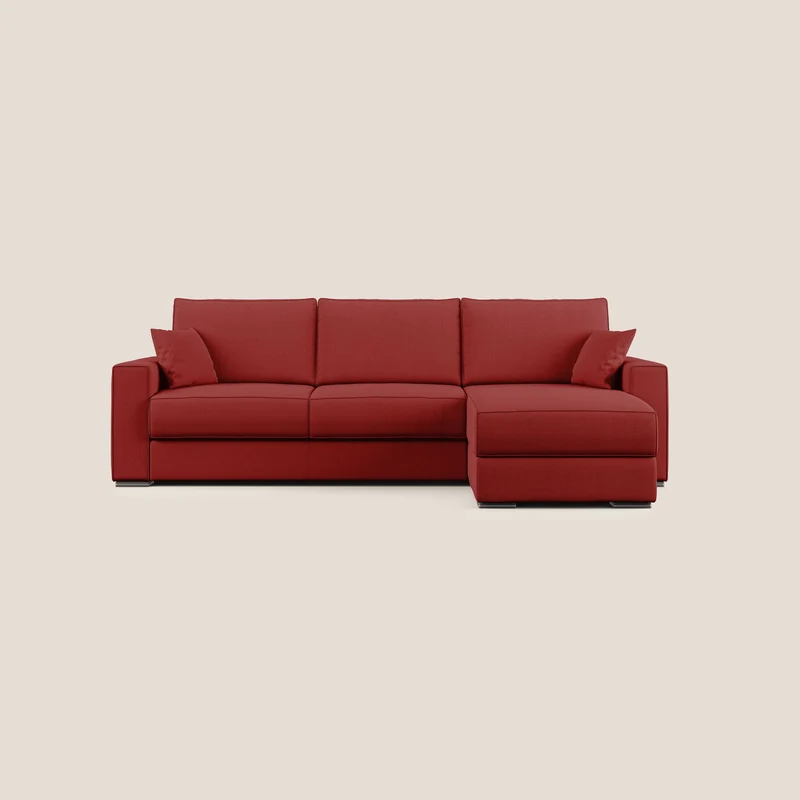 Dream Canapé-lit d’angle en tissu anti-taches T05 rouge
