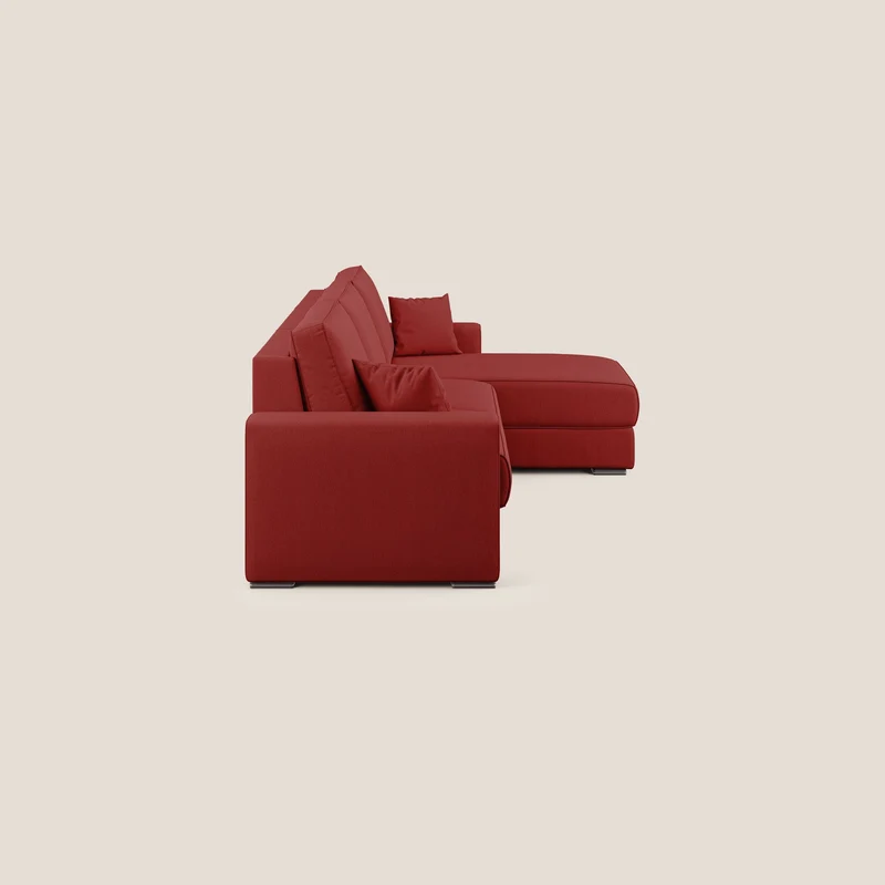 Dream Canapé-lit d’angle en tissu anti-taches T05 rouge