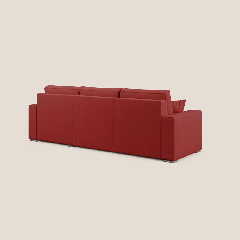 Dream Canapé-lit d’angle en tissu anti-taches T05 rouge