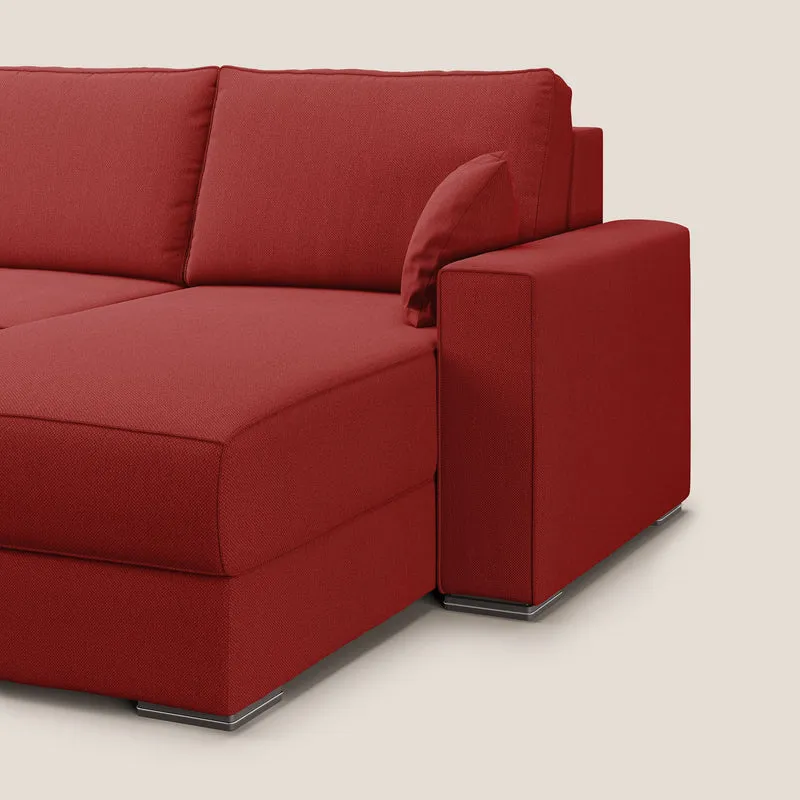 Dream Canapé-lit d’angle en tissu anti-taches T05 rouge