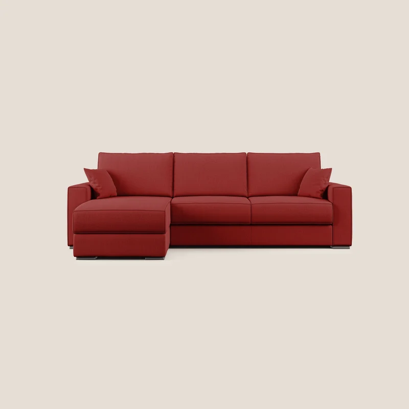 Dream Canapé-lit d’angle en tissu anti-taches T05 rouge