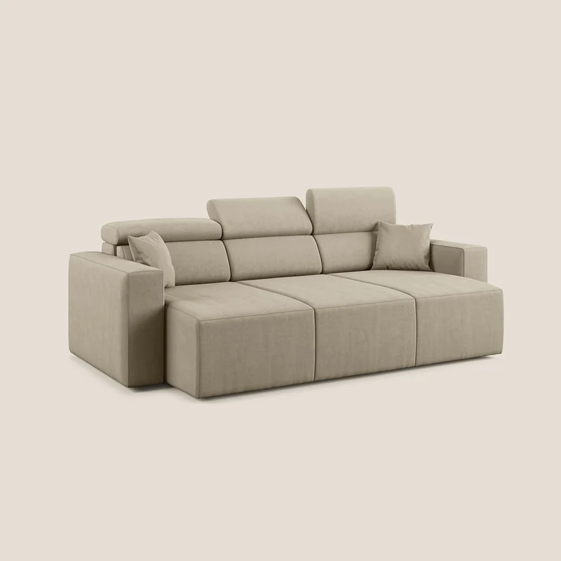 Orwell canapé avec 3 assises extractibles en microfibre détachable T11 Taupe tortora