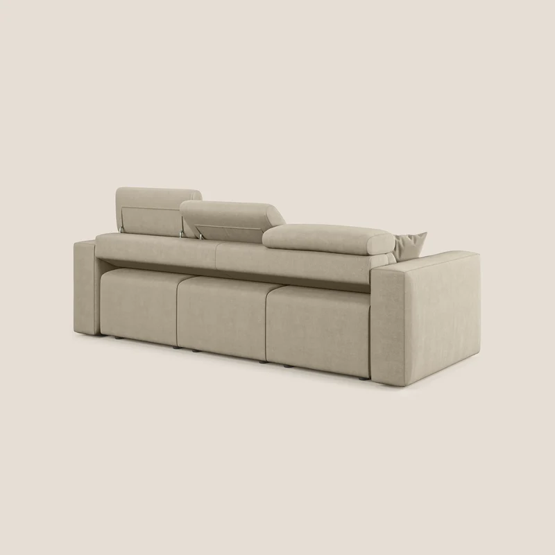Orwell canapé avec 3 assises extractibles en microfibre détachable T11 Taupe tortora
