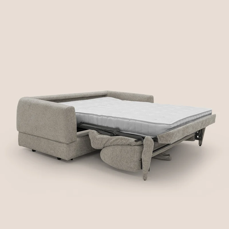 Happy Canapé convertible avec matelas H18 cm en tissu imperméable T10 Taupe tortora