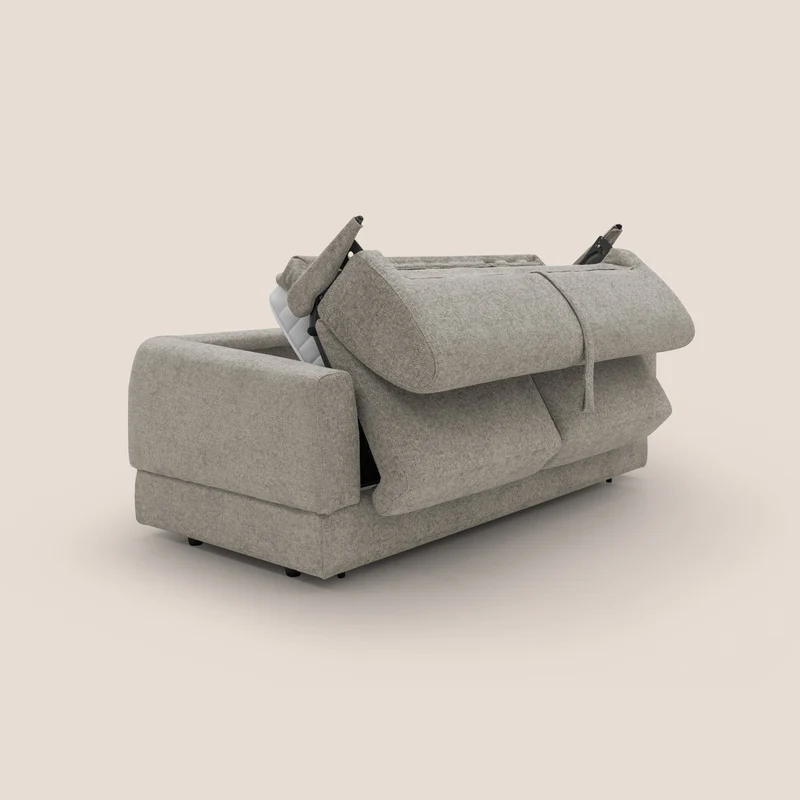 Happy Canapé convertible avec matelas H18 cm en tissu imperméable T10 Taupe tortora