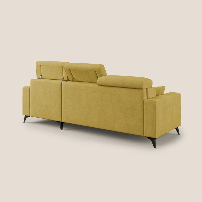 Pegaso canapé convertible d'angle avec têtières inclinables en tissu doux imperméable T02 jaune
