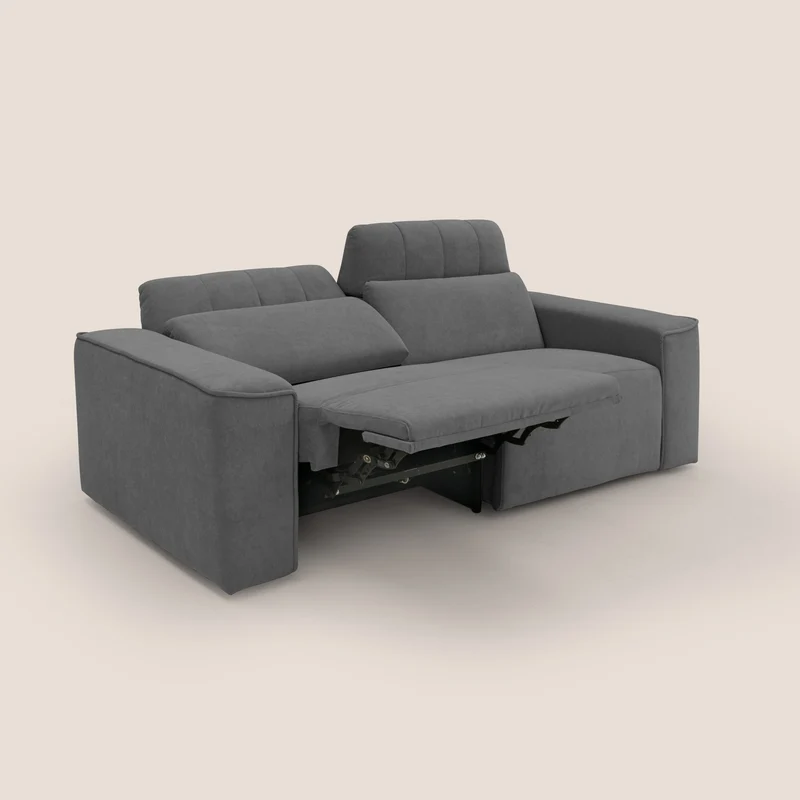 Clark Canapé modulable avec option relax électrique en tissu imperméable et détachable T17 anthracite