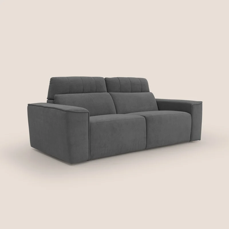 Clark Canapé modulable avec option relax électrique en tissu imperméable et détachable T17 anthracite