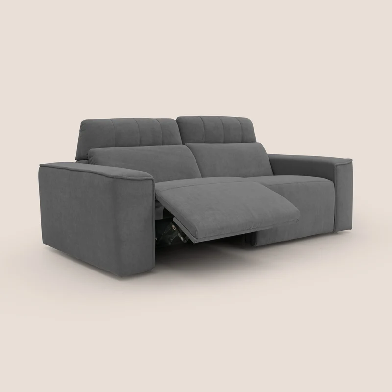 Clark Canapé modulable avec option relax électrique en tissu imperméable et détachable T17 anthracite