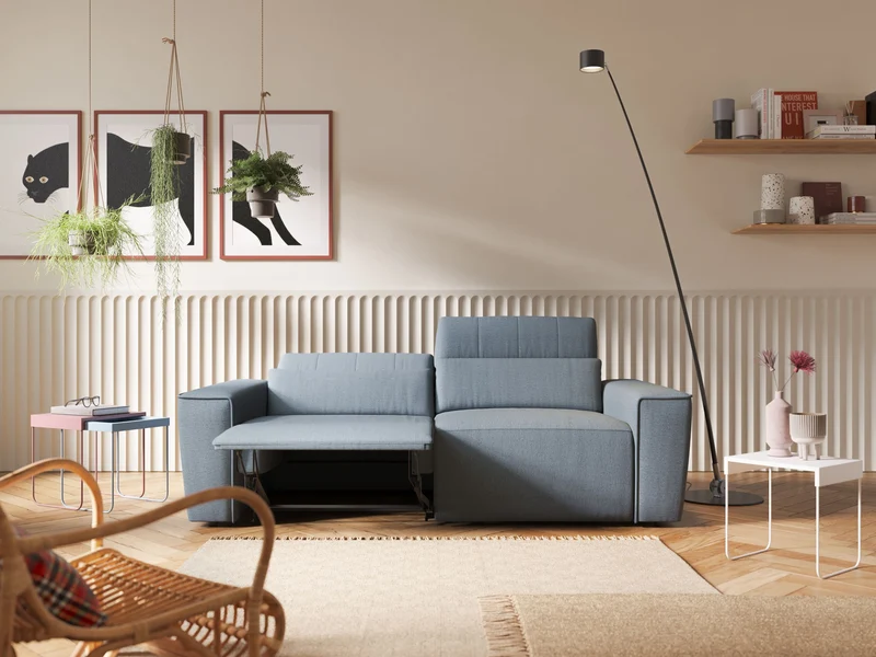 Clark Canapé modulable avec option relax électrique en tissu imperméable et détachable T17 anthracite