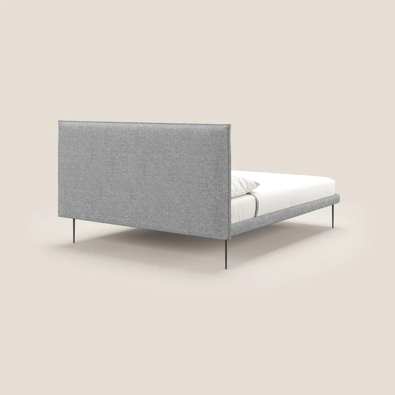 Theo lit moderne déhoussable avec pieds hauts en métal et tissu imperméable T10 gris clair