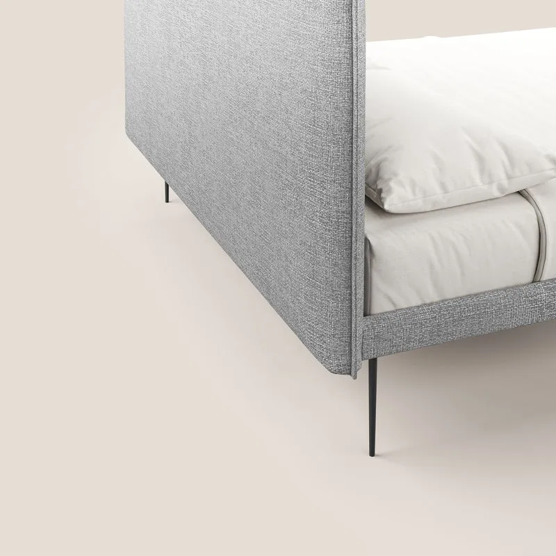 Theo lit moderne déhoussable avec pieds hauts en métal et tissu imperméable T10 gris clair