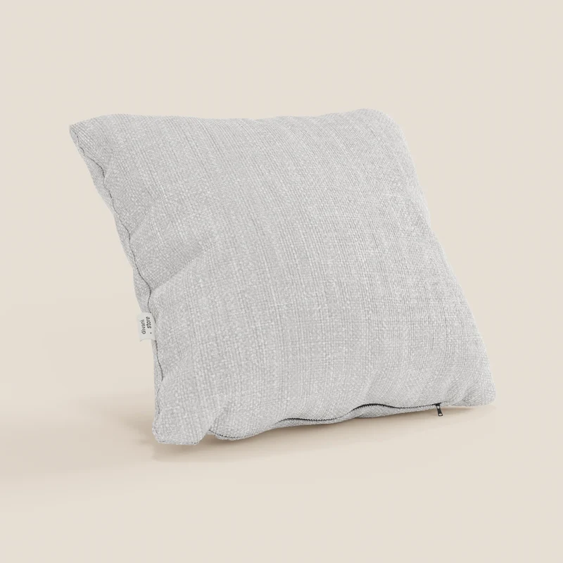 Coussin Lyon disponible en plusieurs couleurs, fabriqué en tissu tressé imperméable doux T06 gris clair