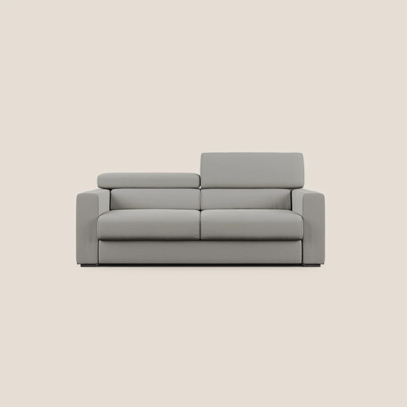 Dylan canapé avec pouf extractible en tissu flamme effet coton impermeabile T19 beige