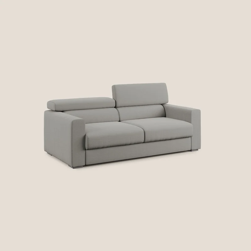 Dylan canapé avec pouf extractible en tissu flamme effet coton impermeabile T19 beige