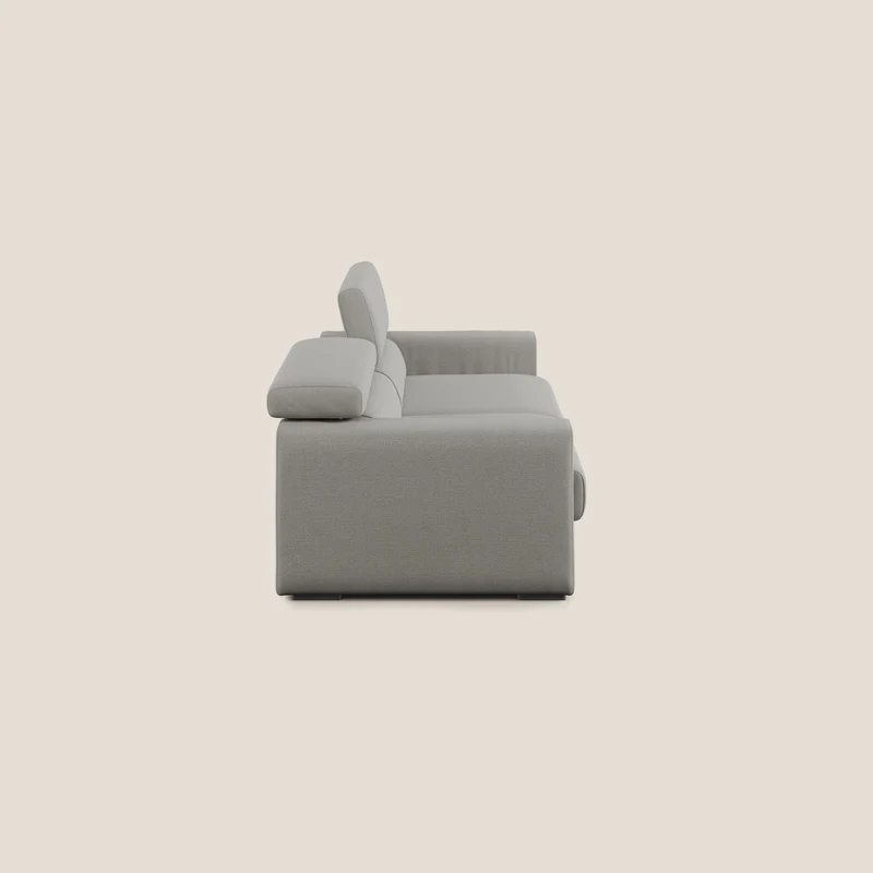 Dylan canapé avec pouf extractible en tissu flamme effet coton impermeabile T19 beige