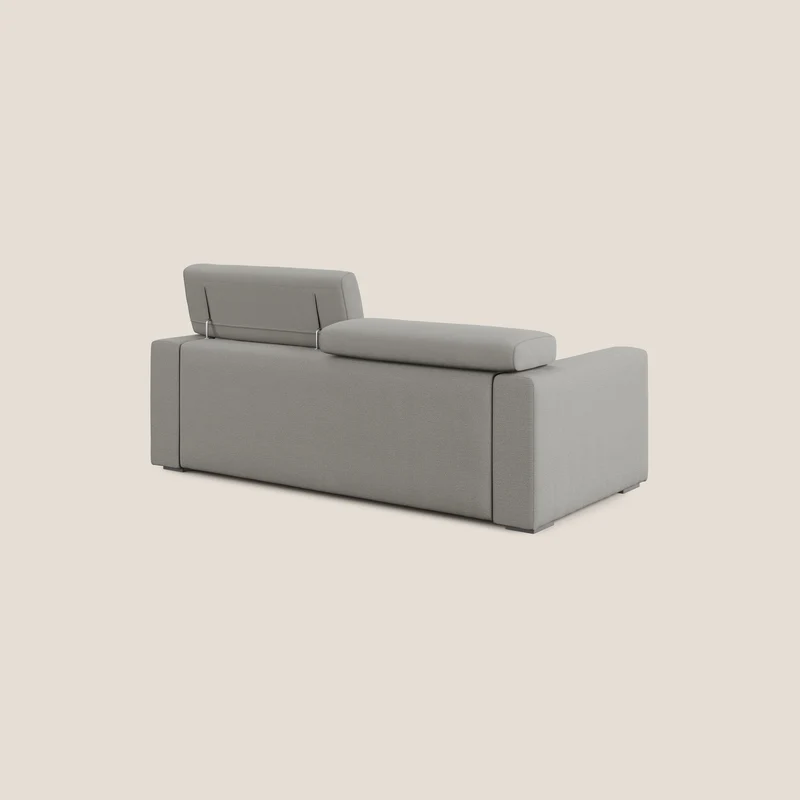 Dylan canapé avec pouf extractible en tissu flamme effet coton impermeabile T19 beige