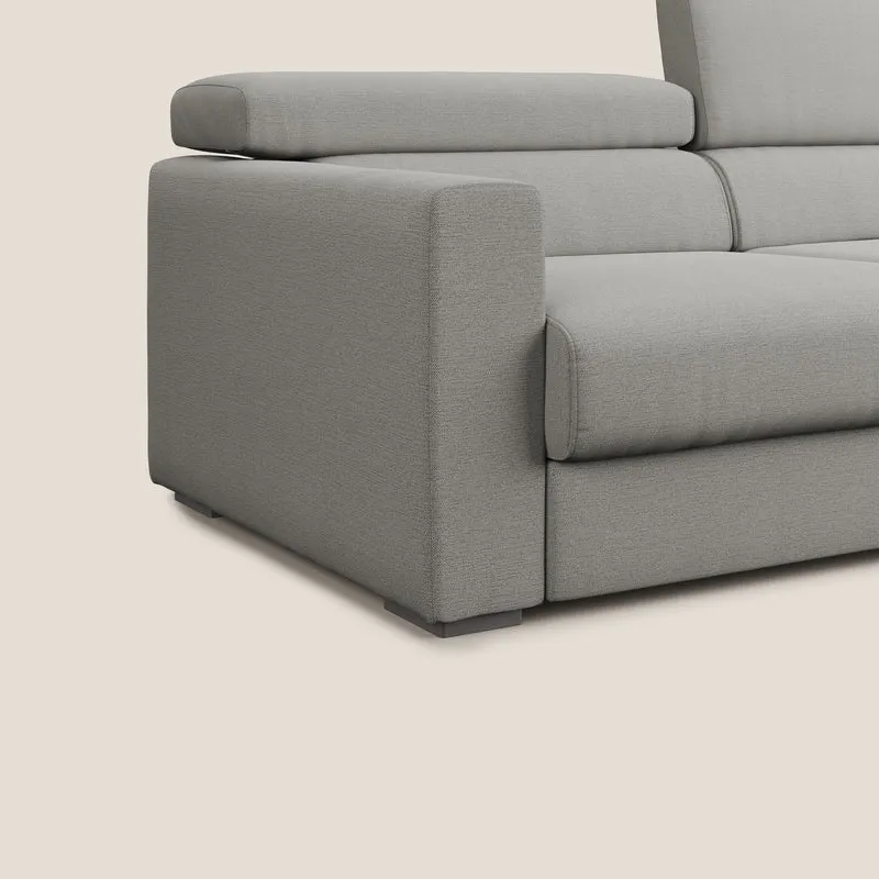 Dylan canapé avec pouf extractible en tissu flamme effet coton impermeabile T19 beige