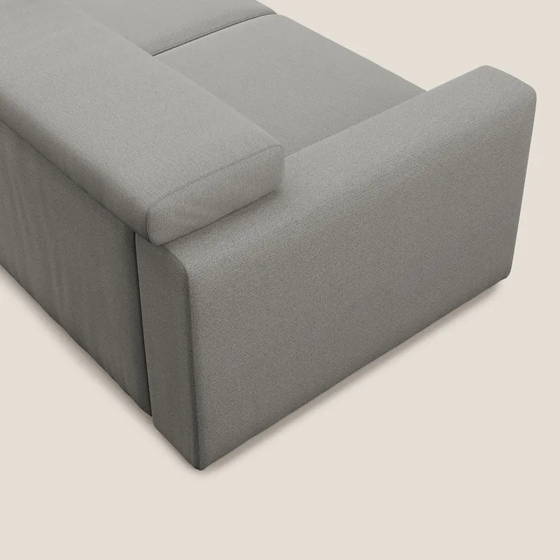Dylan canapé avec pouf extractible en tissu flamme effet coton impermeabile T19 beige