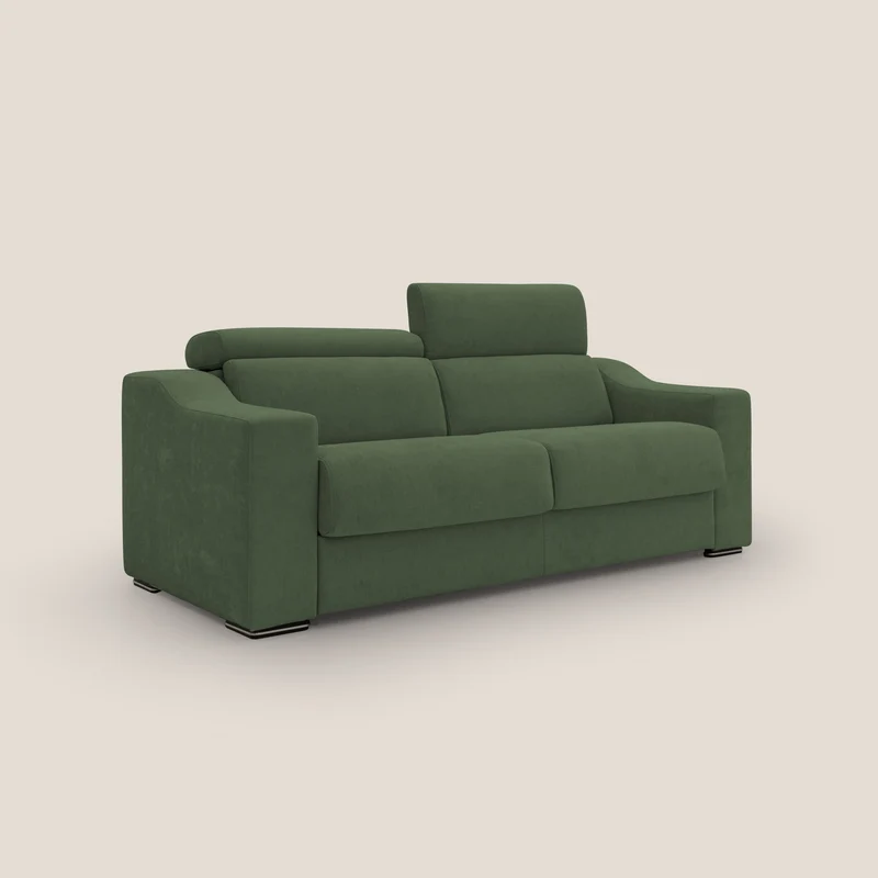 Bomber Canapé convertible matrimonial avec têtières en tissu imperméable T14 vert