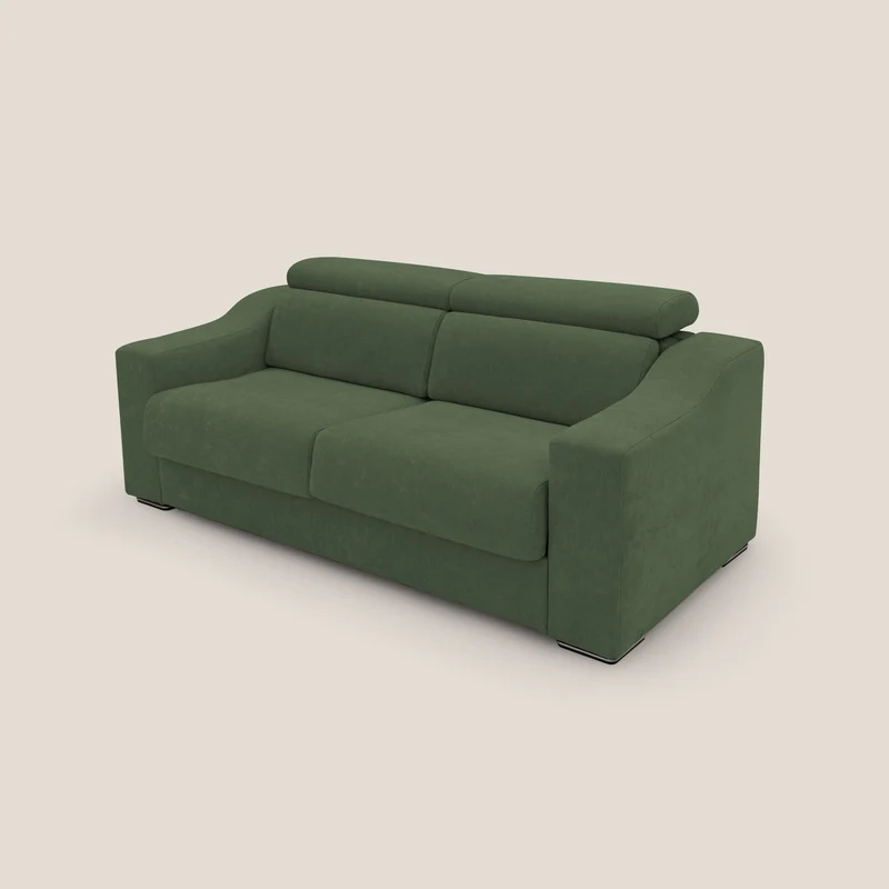 Bomber Canapé convertible matrimonial avec têtières en tissu imperméable T14 vert