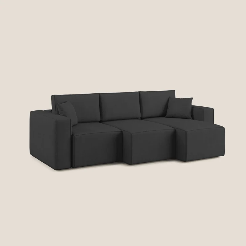 Morfeo Canapé avec 3 assises extractibles en tissu doux imperméable T02 noir