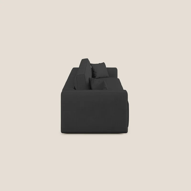 Morfeo Canapé avec 3 assises extractibles en tissu doux imperméable T02 noir