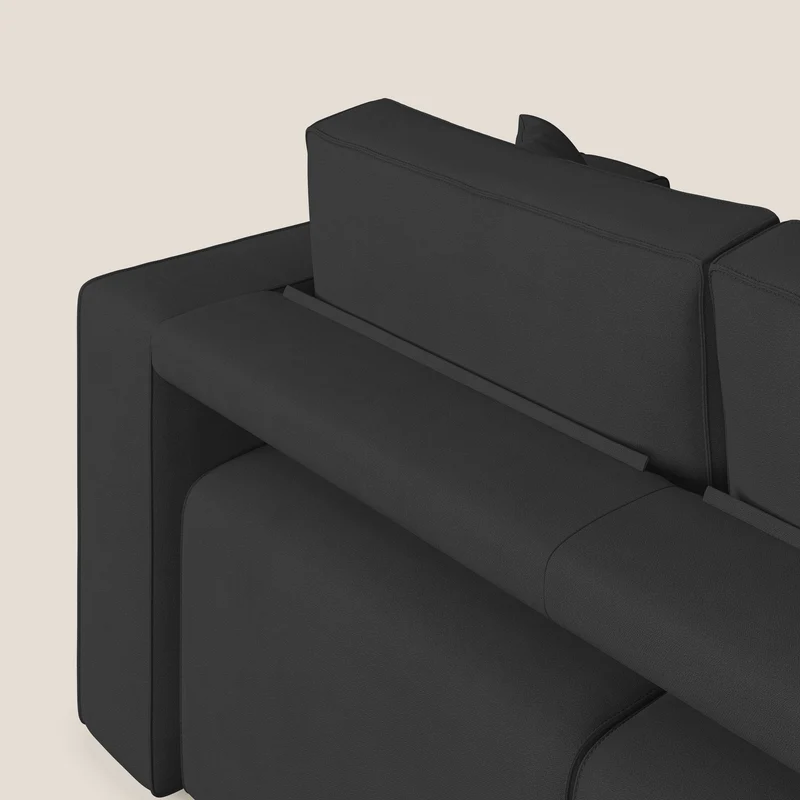 Morfeo Canapé avec 3 assises extractibles en tissu doux imperméable T02 noir