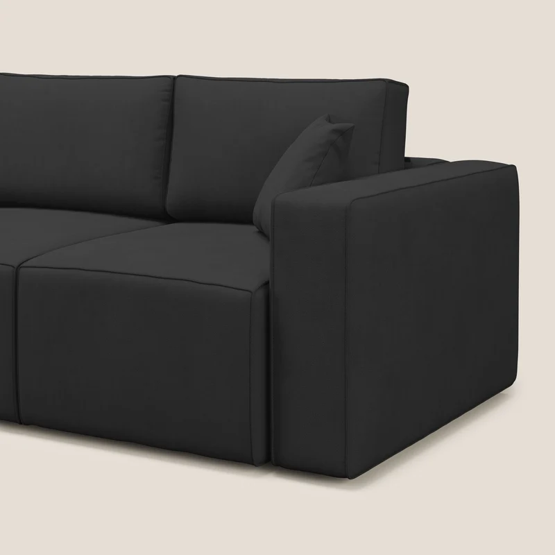 Morfeo Canapé avec 3 assises extractibles en tissu doux imperméable T02 noir