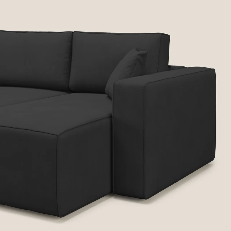 Morfeo Canapé avec 3 assises extractibles en tissu doux imperméable T02 noir