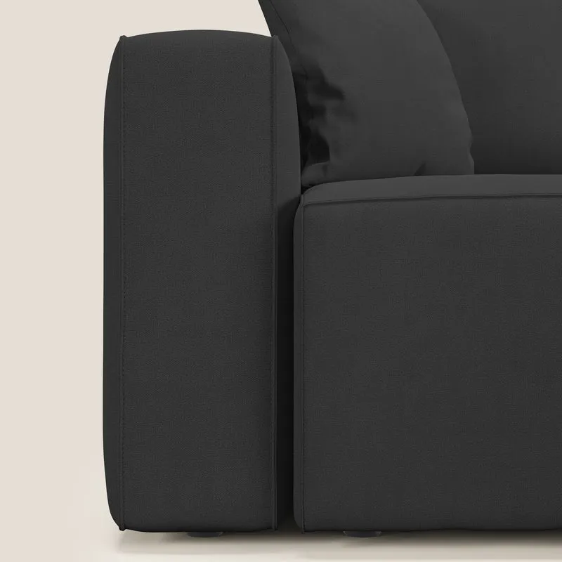 Morfeo Canapé avec 3 assises extractibles en tissu doux imperméable T02 noir