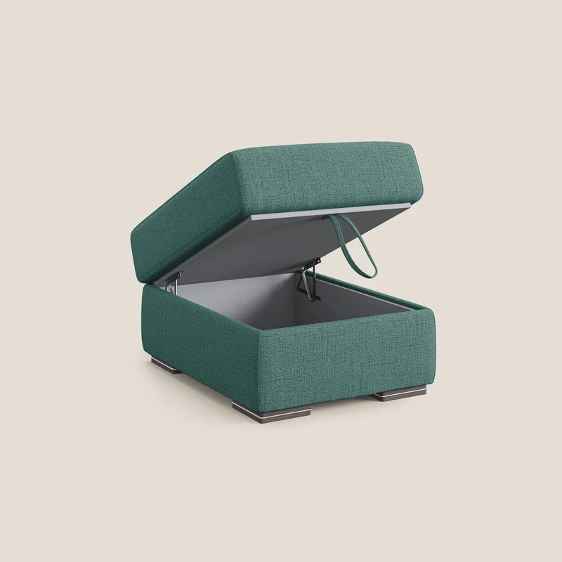 Sun pouf coffre en tissu imperméable flammé T03 vert d'eau