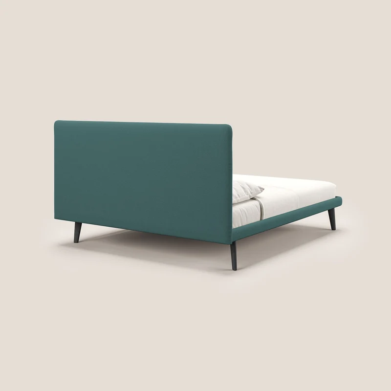 Noel lit minimaliste scandinave avec pieds foncés et tissu flammé imperméable T19 bleu canard