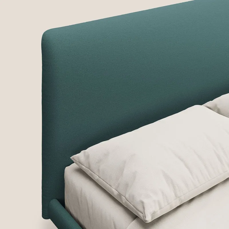Noel lit minimaliste scandinave avec pieds foncés et tissu flammé imperméable T19 bleu canard
