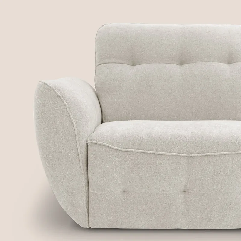 Cerbero canapé d'angle avec pouf terminal en bouclette douce imperméable T07 blanc