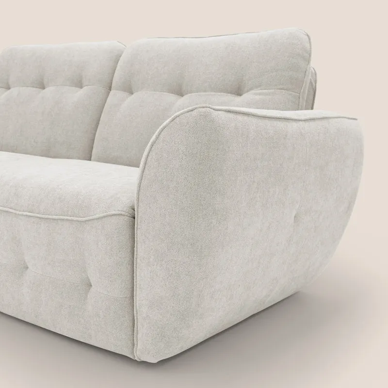 Cerbero canapé d'angle avec pouf terminal en bouclette douce imperméable T07 blanc