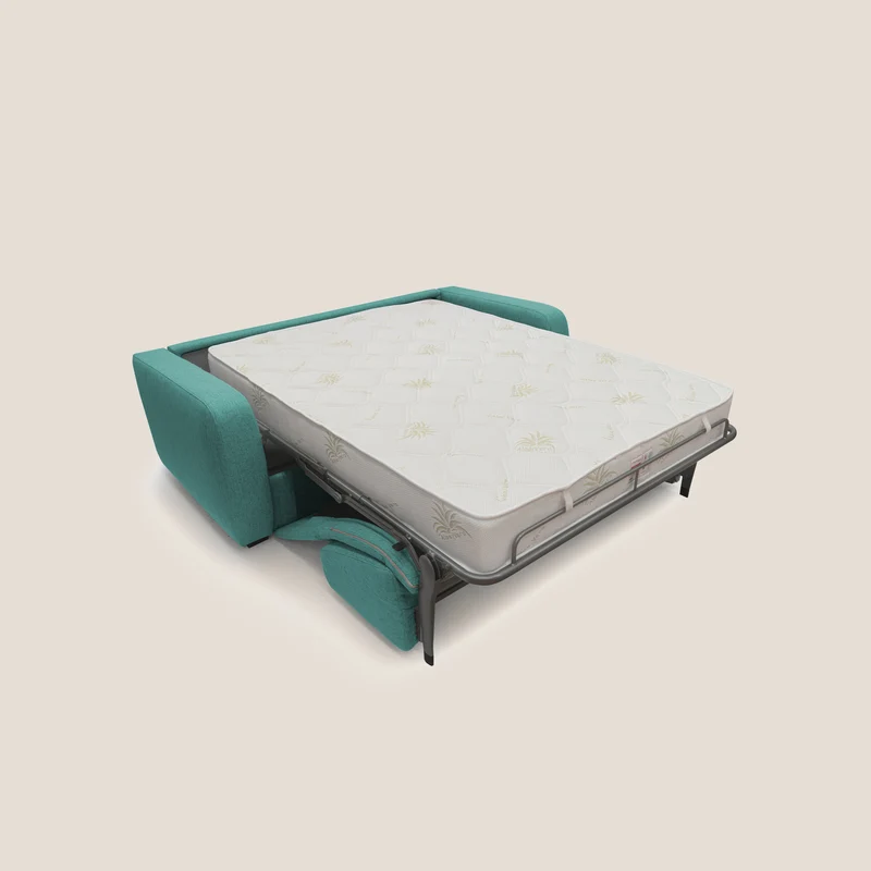 Duna Canapé-lit double avec matelas 20 cm en tissu imperméable T03 vert d’eau