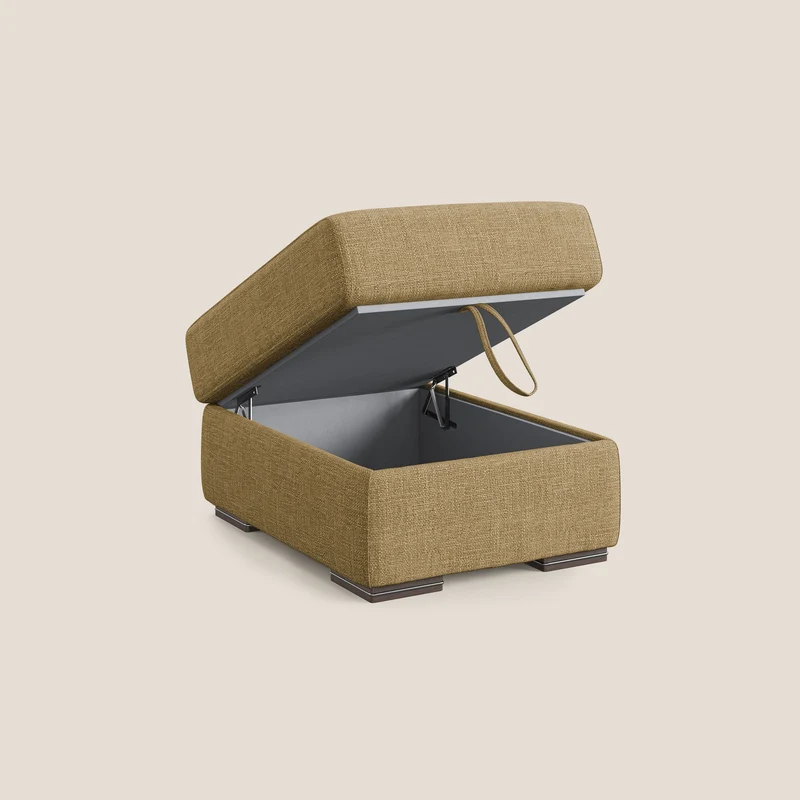 Sun pouf coffre en tissu imperméable doux entrelacé T06 jaune