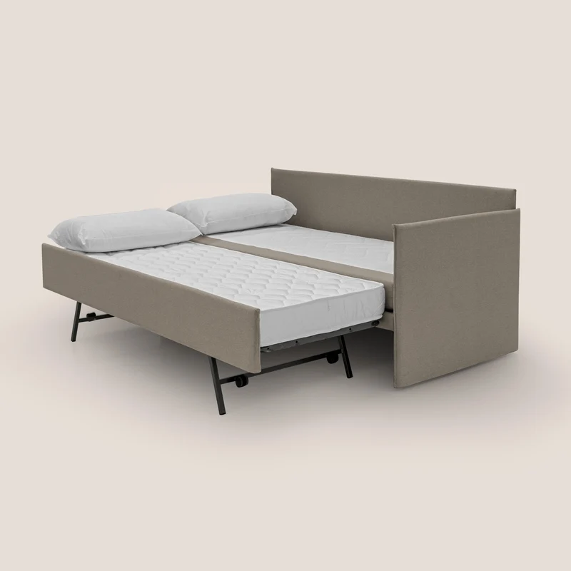 Durini Canapé duplex avec lits jumeaux et tissu effet coton imperméable T13 Taupe tortora