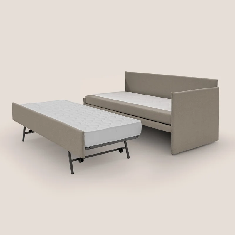 Durini Canapé duplex avec lits jumeaux et tissu effet coton imperméable T13 Taupe tortora