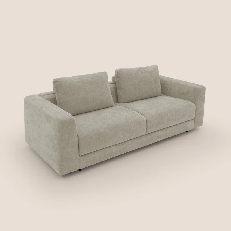 Freia Canapé convertible minimaliste matelas h15cm aux dossiers moelleux en tissu imperméable T14 crème