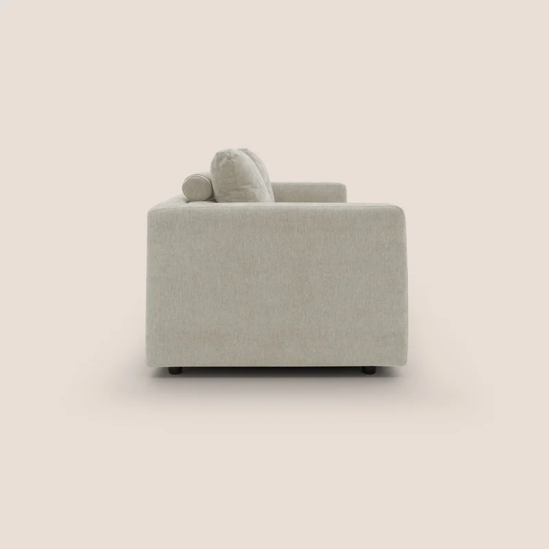 Freia Canapé convertible minimaliste matelas h15cm aux dossiers moelleux en tissu imperméable T14 crème