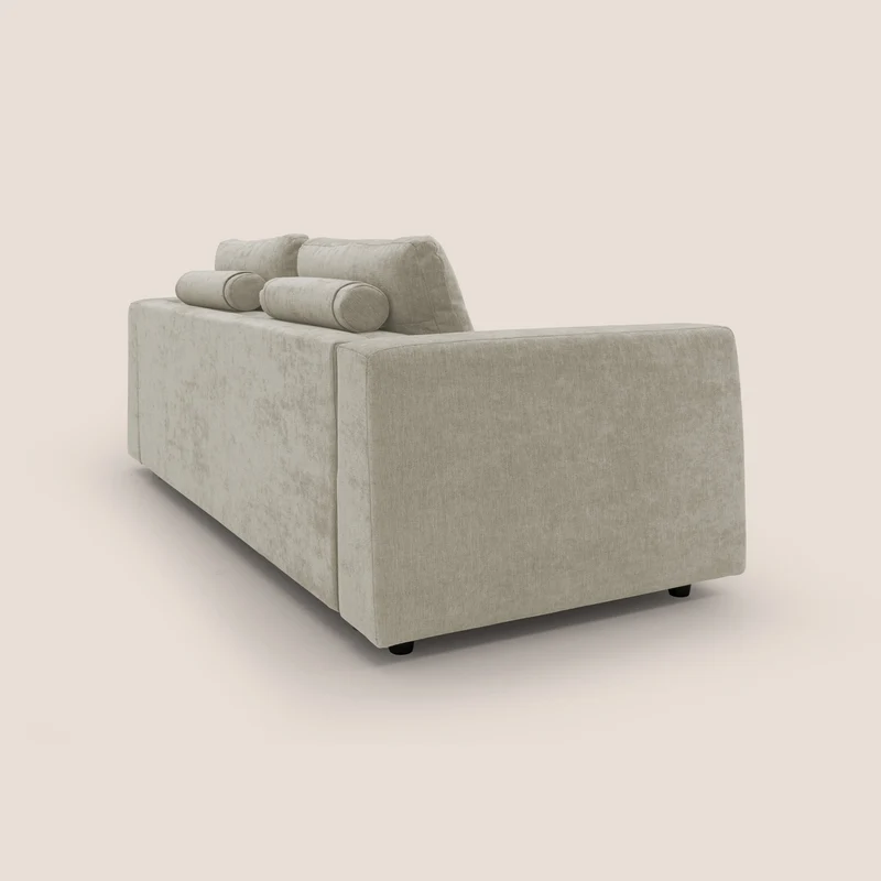 Freia Canapé convertible minimaliste matelas h15cm aux dossiers moelleux en tissu imperméable T14 crème