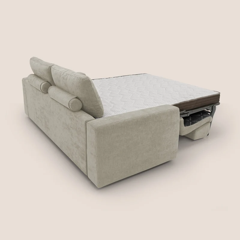 Freia Canapé convertible minimaliste matelas h15cm aux dossiers moelleux en tissu imperméable T14 crème