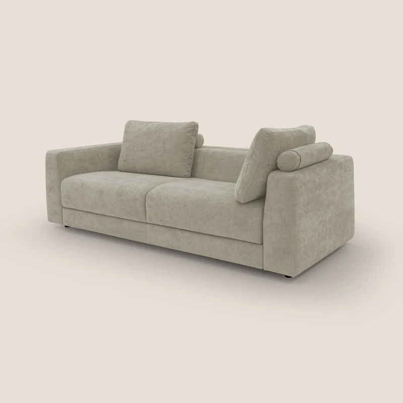 Freia Canapé convertible minimaliste matelas h15cm aux dossiers moelleux en tissu imperméable T14 crème