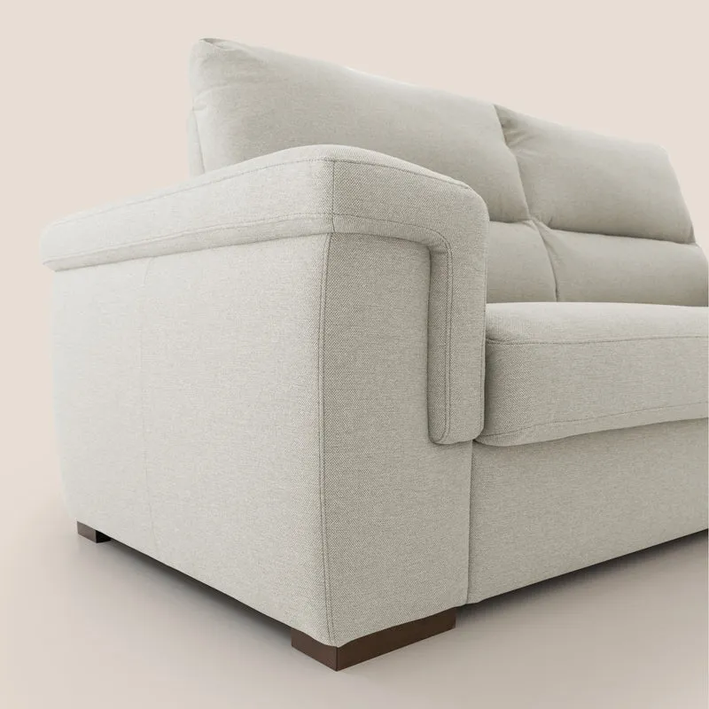 Magnolia canapé convertible avec matelas H 18cm et dossier haut et moelleux en tissu détachable T05 crème