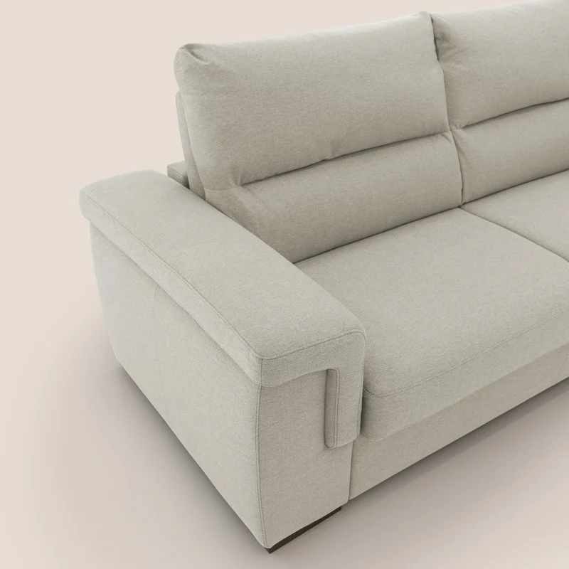 Magnolia canapé convertible avec matelas H 18cm et dossier haut et moelleux en tissu détachable T05 crème